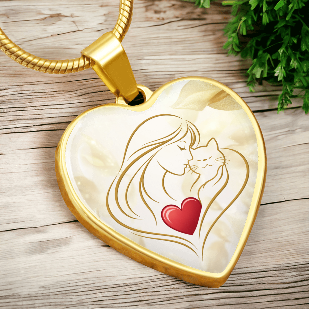 Feline Valentine Heart Necklace – Cat Love Keepsake
