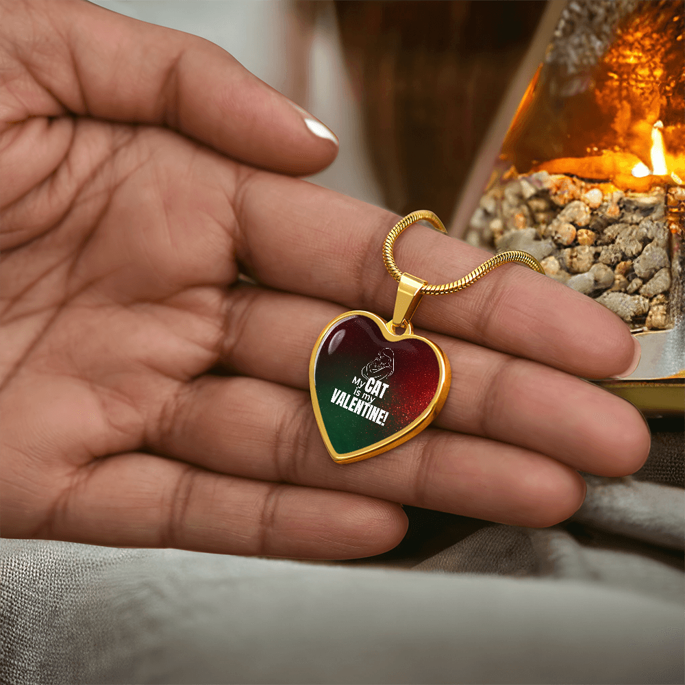 My Cat Is My Valentine – Heart Pendant Necklace