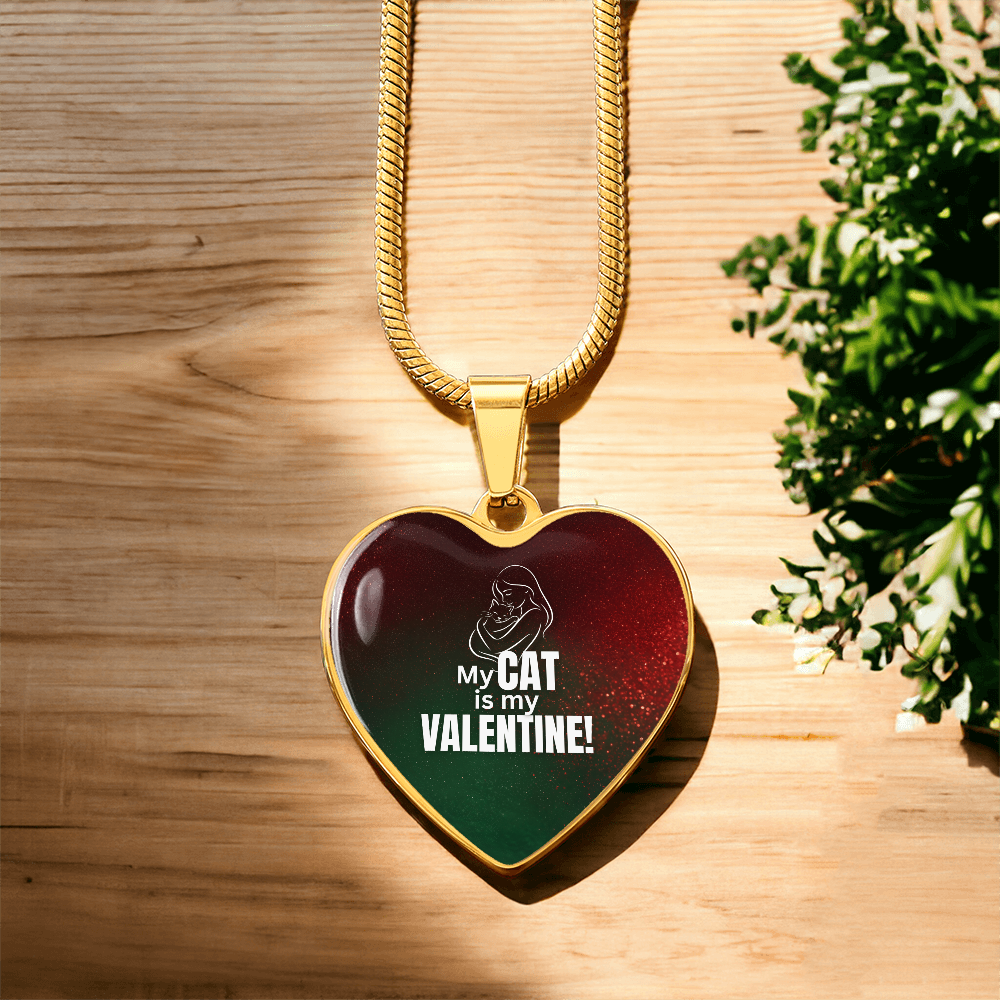 My Cat Is My Valentine – Heart Pendant Necklace