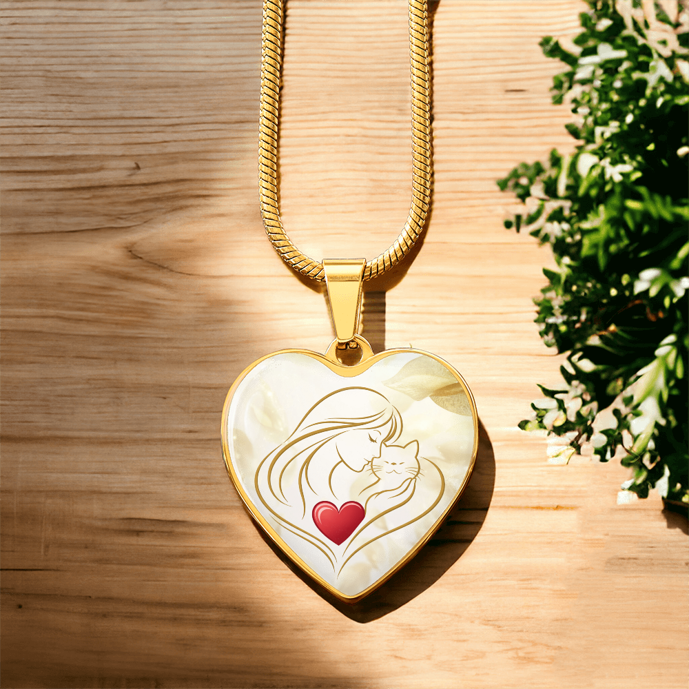 Feline Valentine Heart Necklace – Cat Love Keepsake