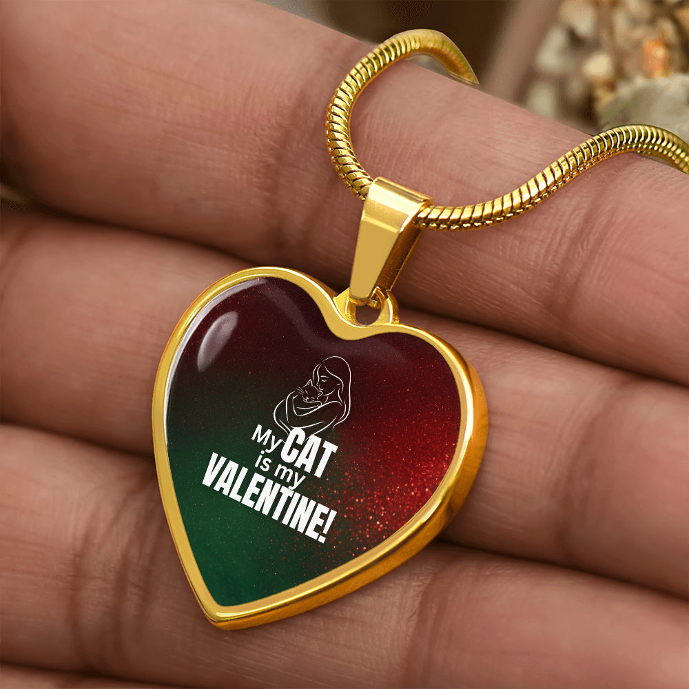 My Cat Is My Valentine – Heart Pendant Necklace