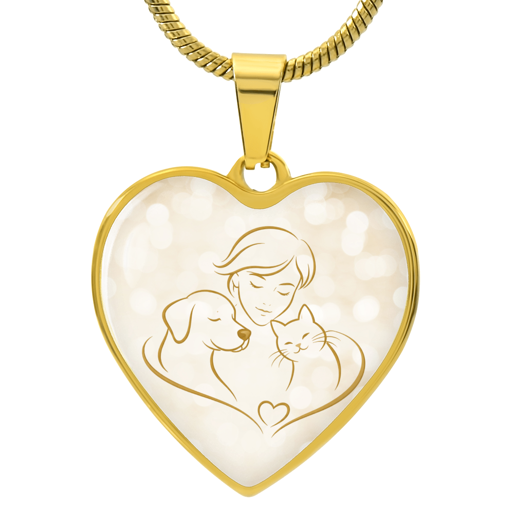 Pet Love Valentine Heart Necklace – Dog, Cat & Human Bond