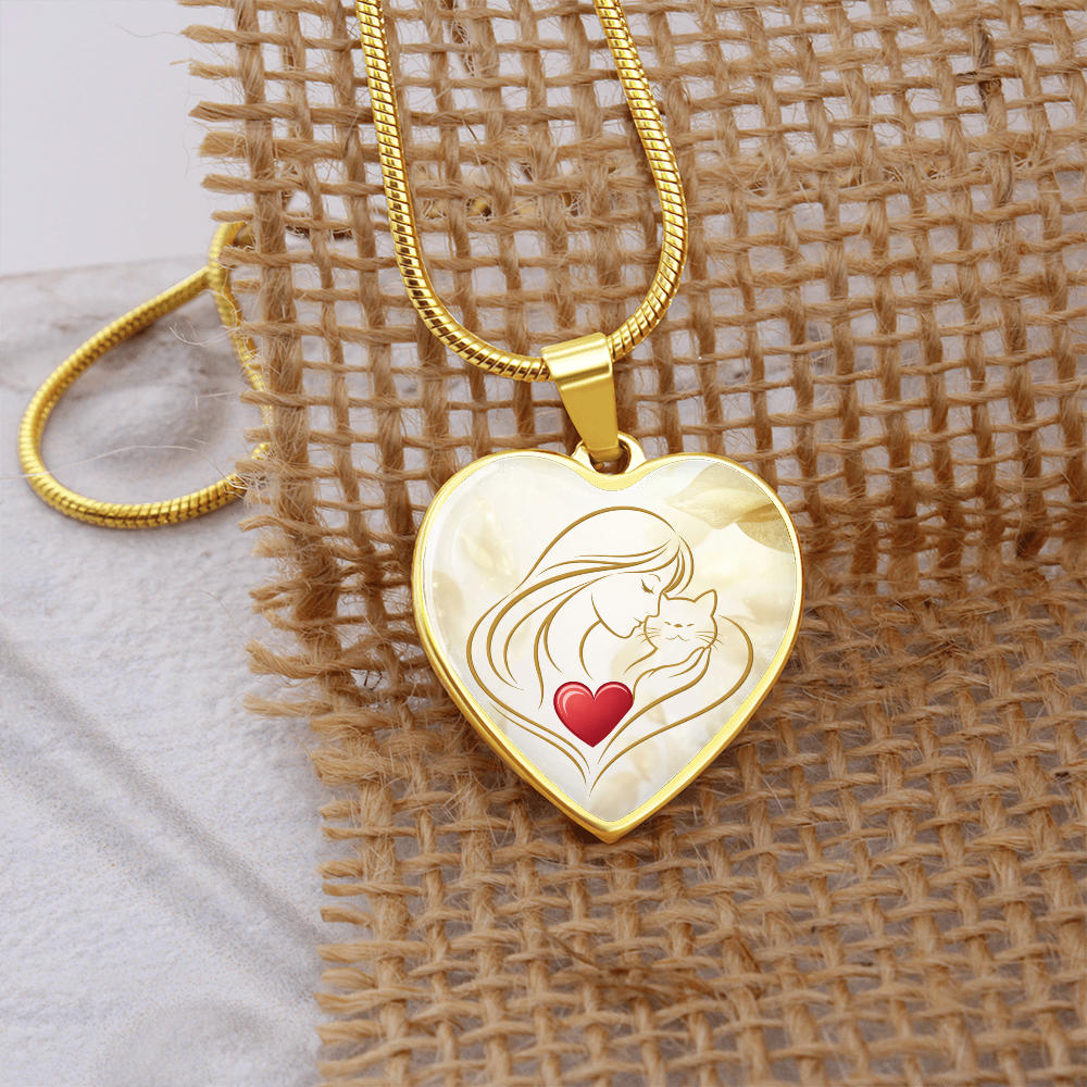 Feline Valentine Heart Necklace – Cat Love Keepsake
