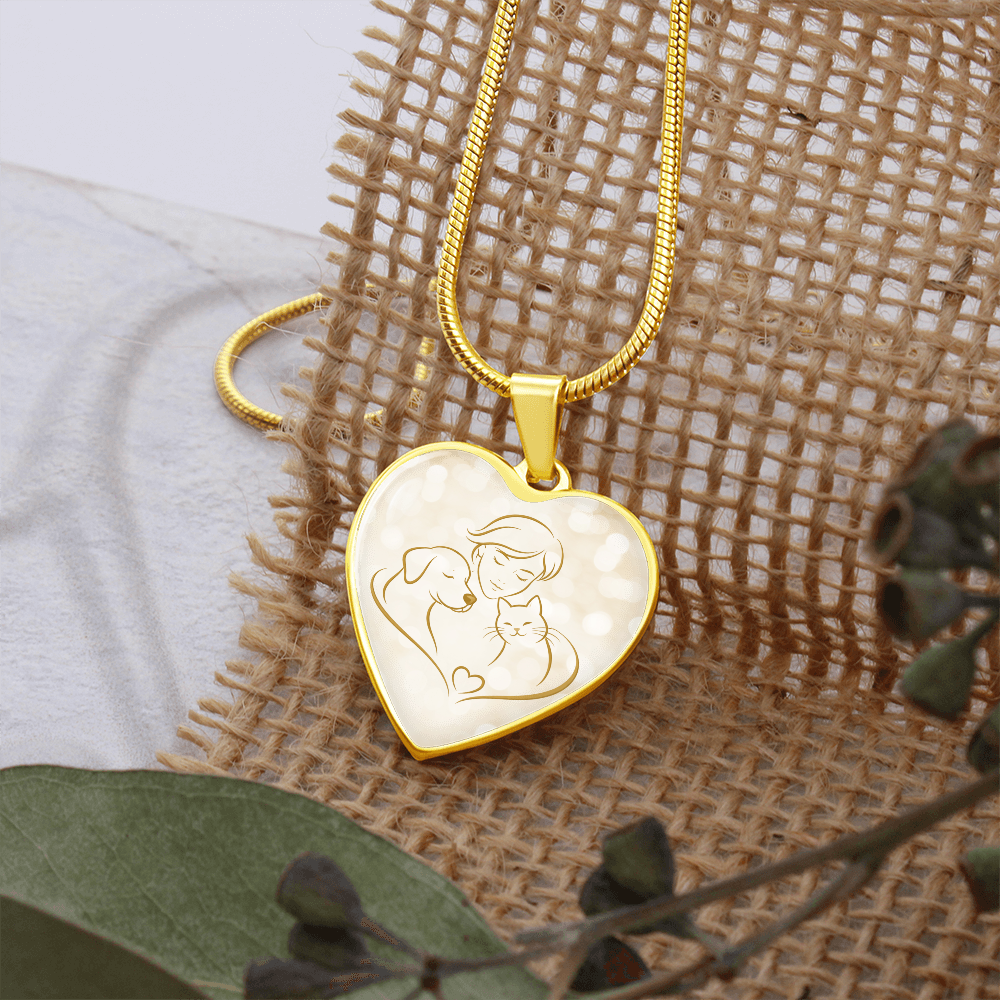 Pet Love Valentine Heart Necklace – Dog, Cat & Human Bond