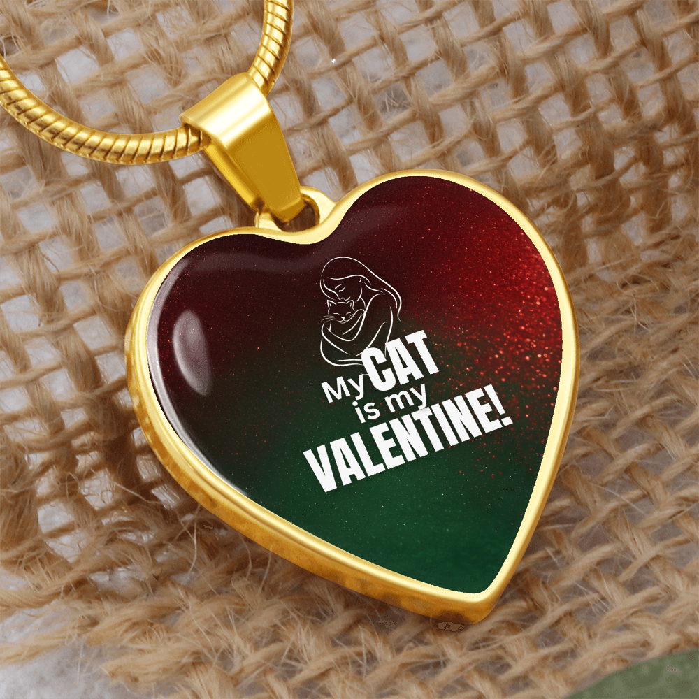 My Cat Is My Valentine – Heart Pendant Necklace