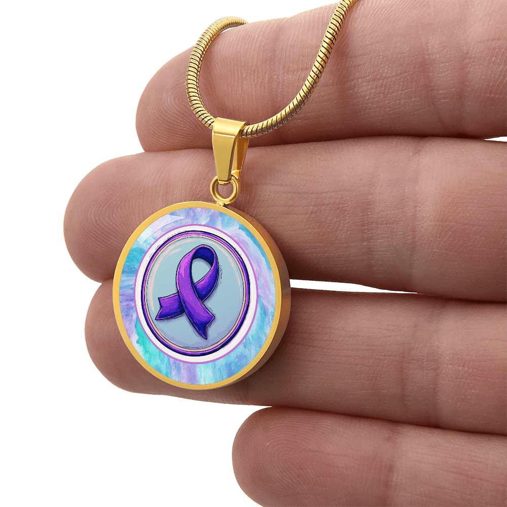 Purple Ribbon on Watercolor Necklace