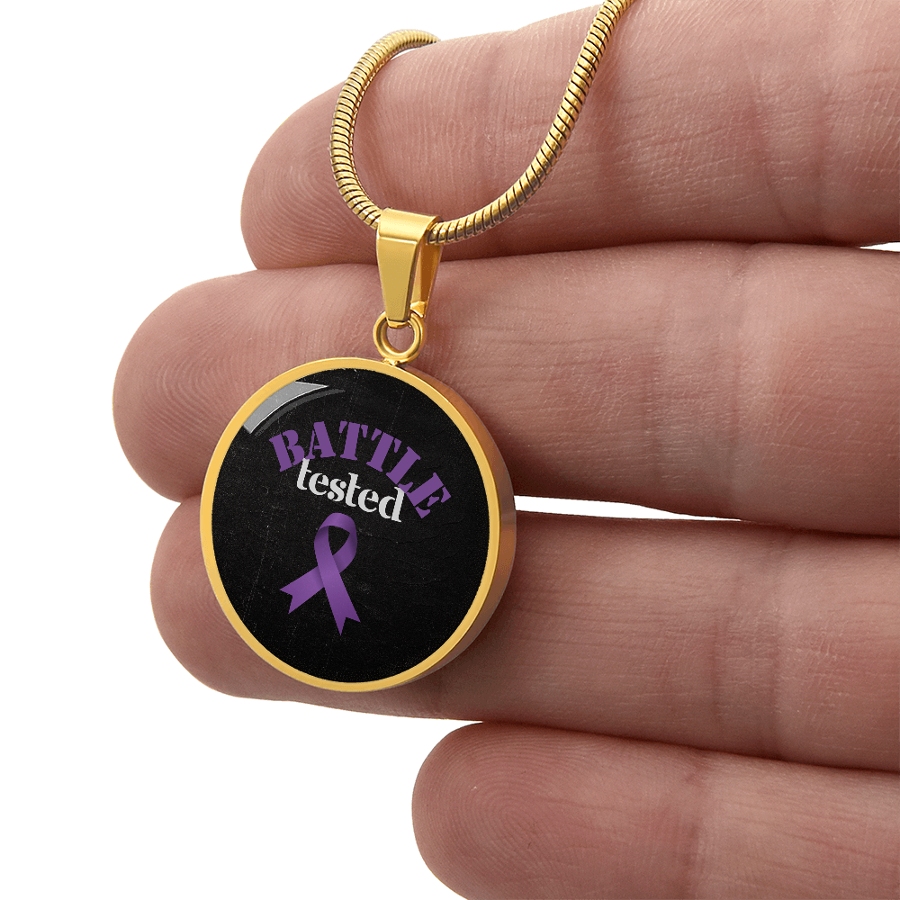 Battle Tested Epilepsy Awareness Circle Pendant Necklace