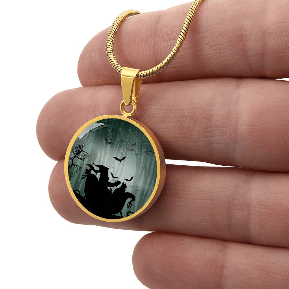 Santa & Cat at Halloween Necklace