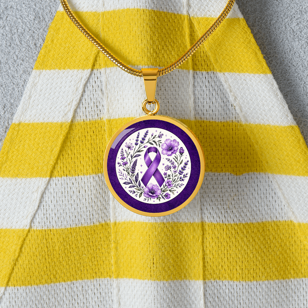 Purple Epilepsy Awareness Floral Ribbon Necklace