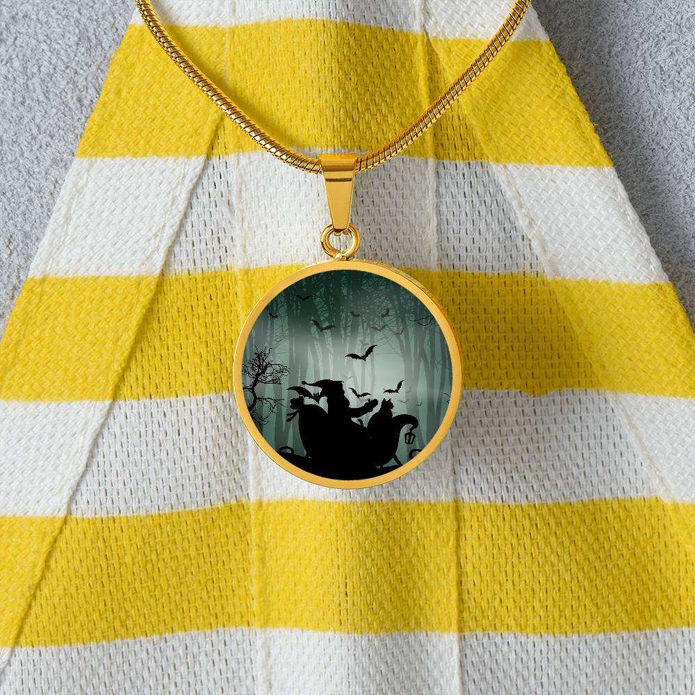 Santa & Cat at Halloween Necklace