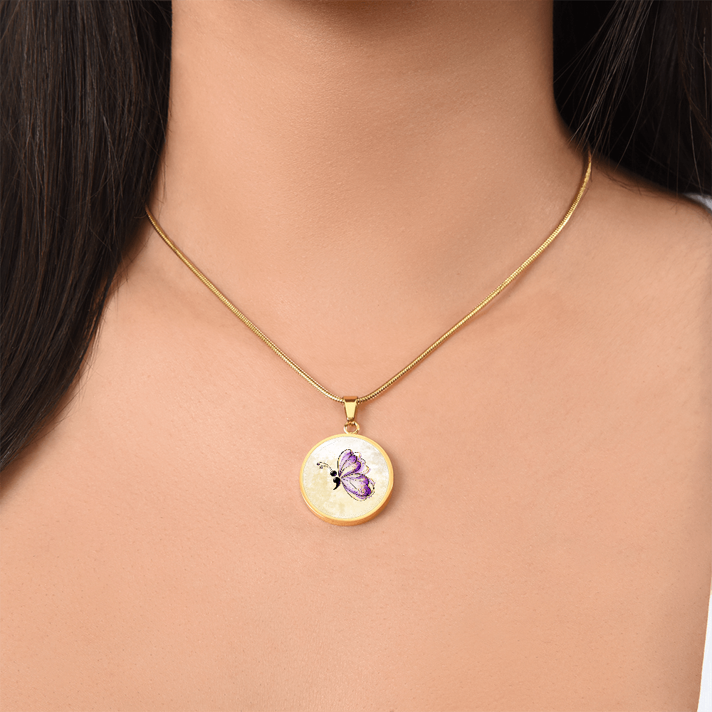 Semicolon Butterfly Necklace – Suicide Prevention Awareness & Hope Pendant