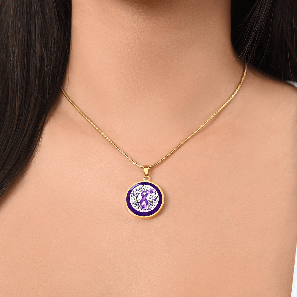 Purple Epilepsy Awareness Floral Ribbon Necklace