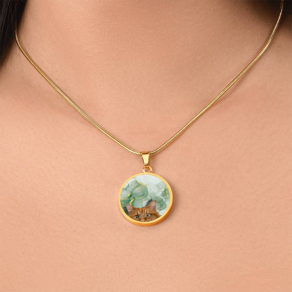 Peeking Orange Tabby Necklace
