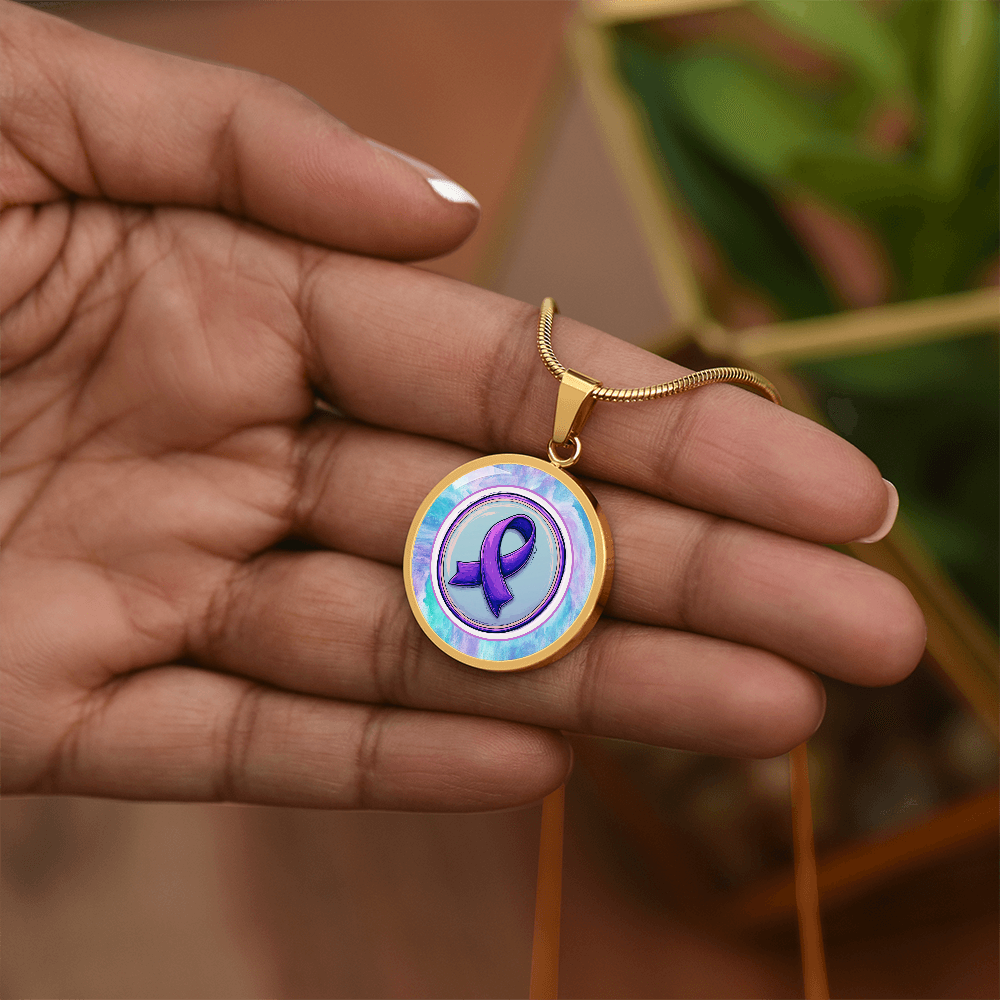 Purple Ribbon on Watercolor Necklace