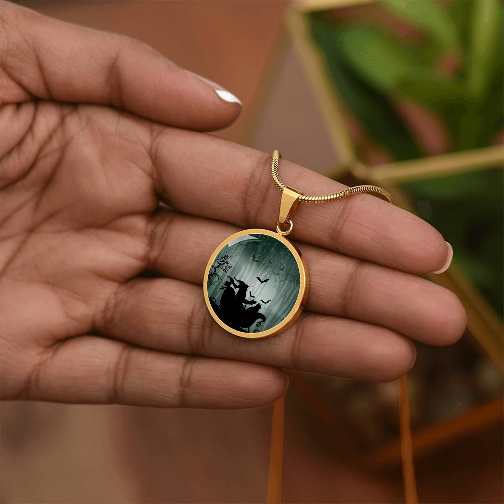 Santa & Cat at Halloween Necklace