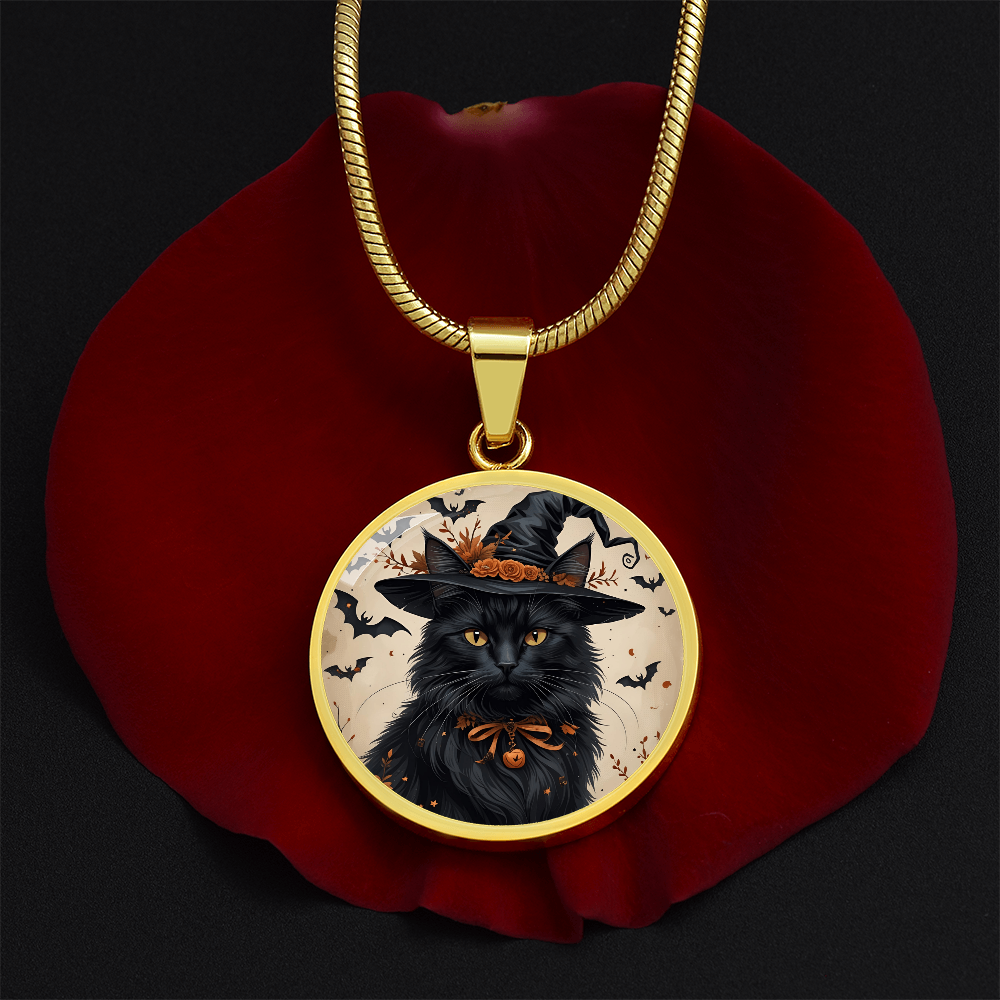 Vintage Black Cat Halloween Necklace