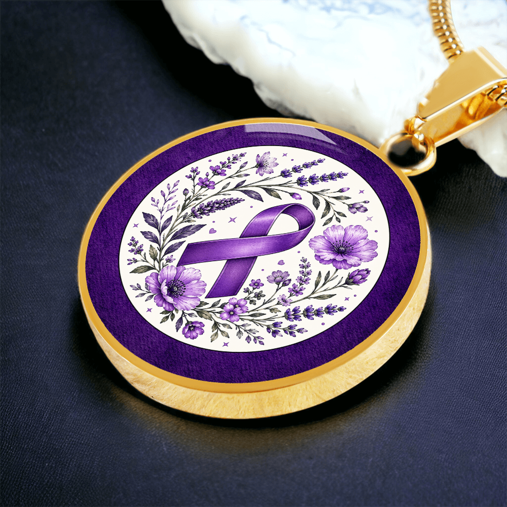 Purple Epilepsy Awareness Floral Ribbon Necklace