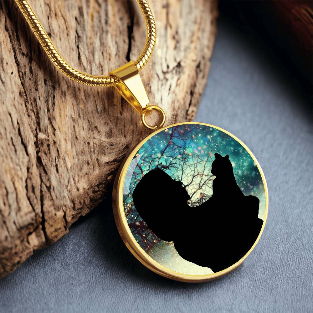 Photo depicting the ​Christmas Silhouette Cat Lady Necklace from EpiAl's Shop.