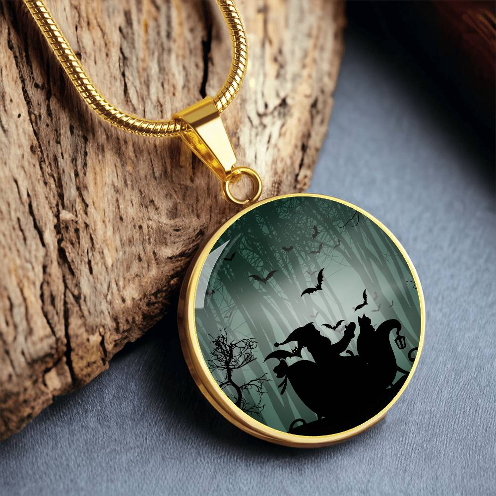 Santa & Cat at Halloween Necklace