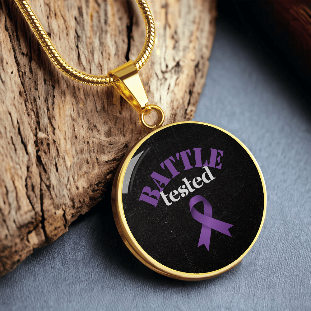 Battle Tested Epilepsy Awareness Circle Pendant Necklace