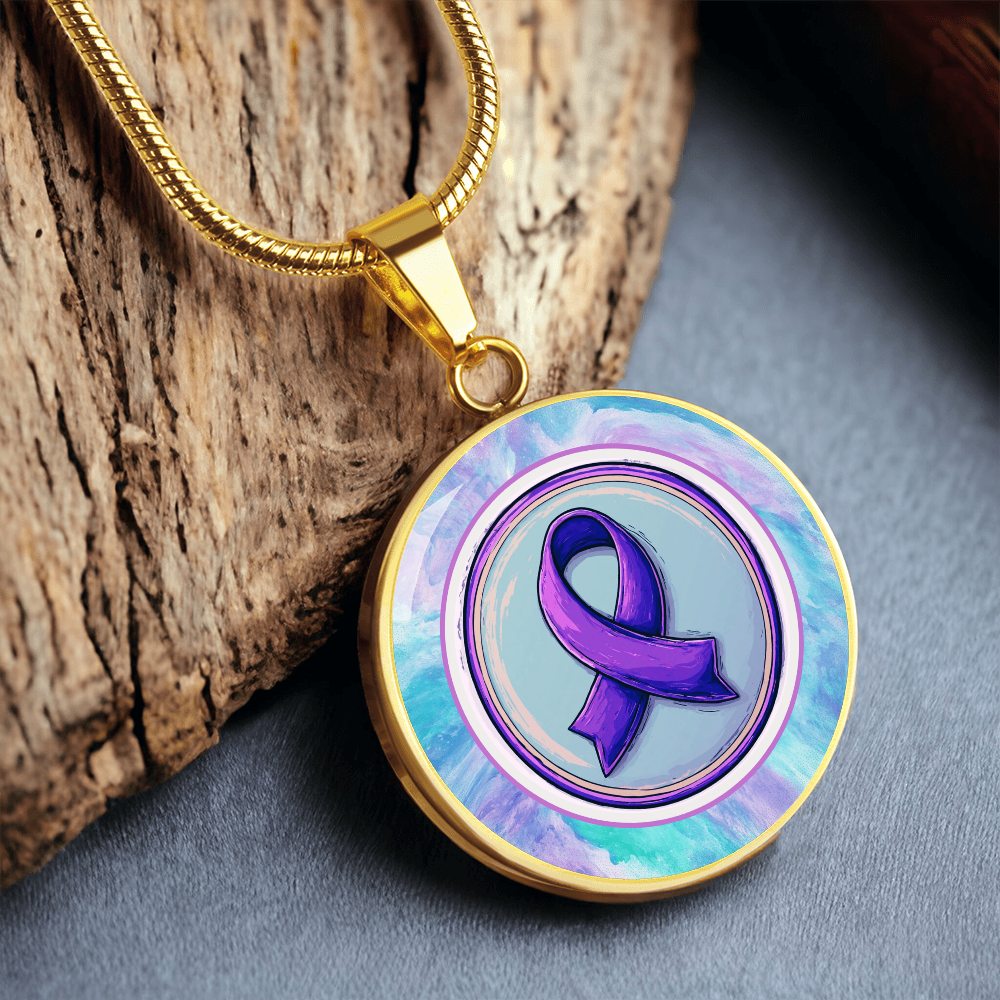 Purple Ribbon on Watercolor Necklace