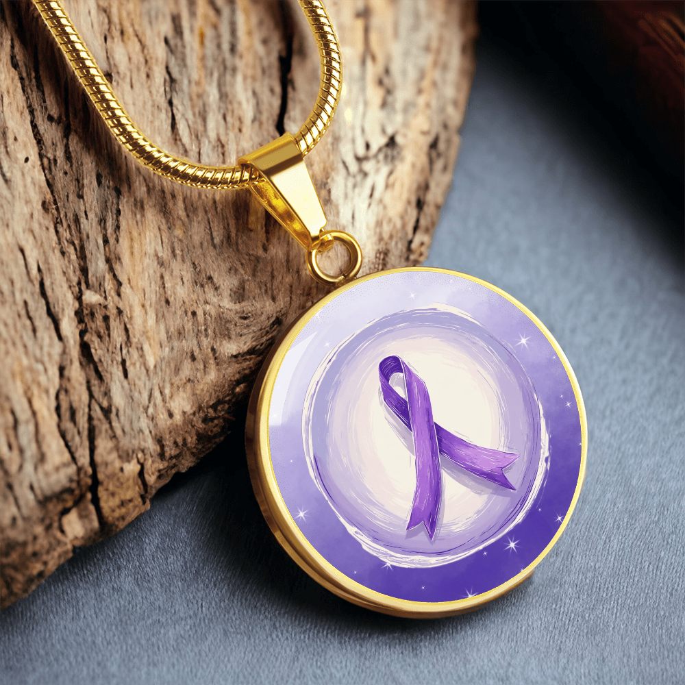 Watercolor Purple Ribbon Pendant Necklace