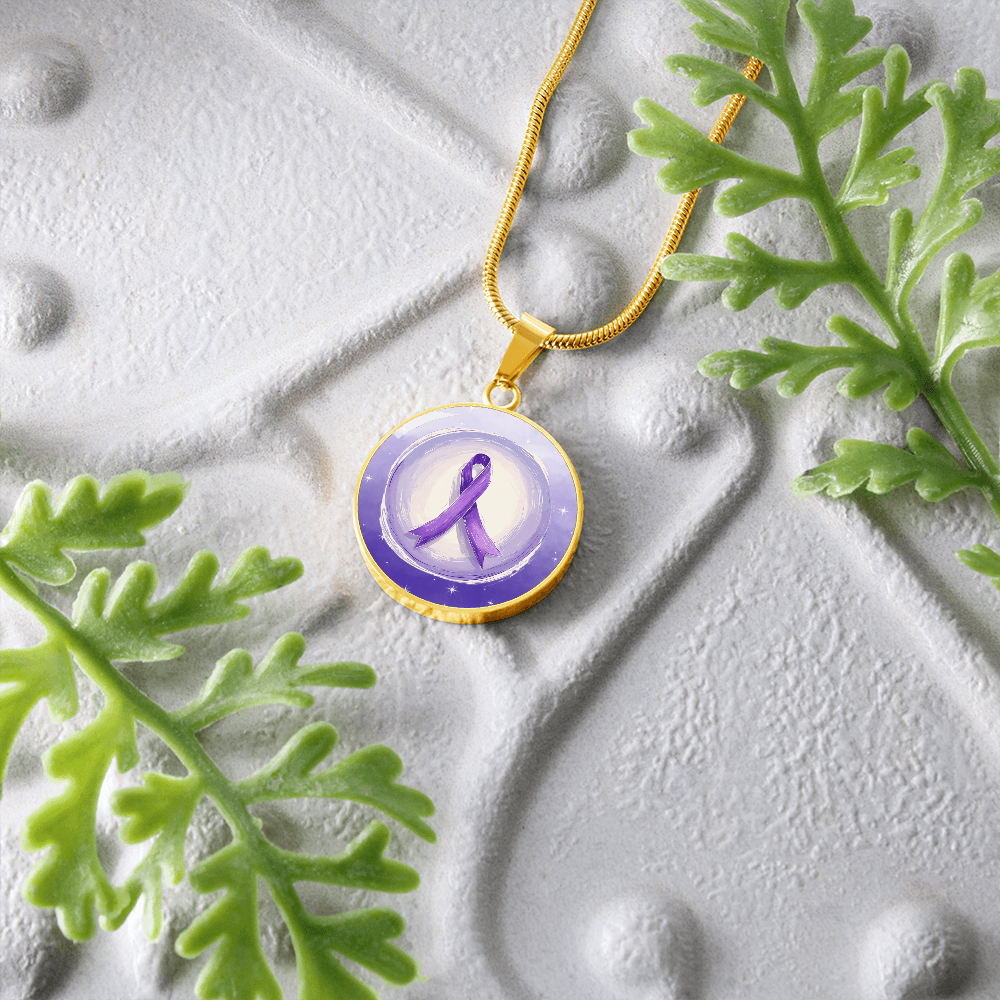 Watercolor Purple Ribbon Pendant Necklace