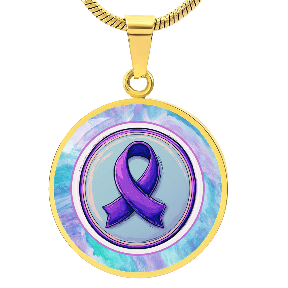 Purple Ribbon on Watercolor Necklace