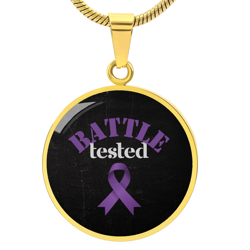 Battle Tested Epilepsy Awareness Circle Pendant Necklace