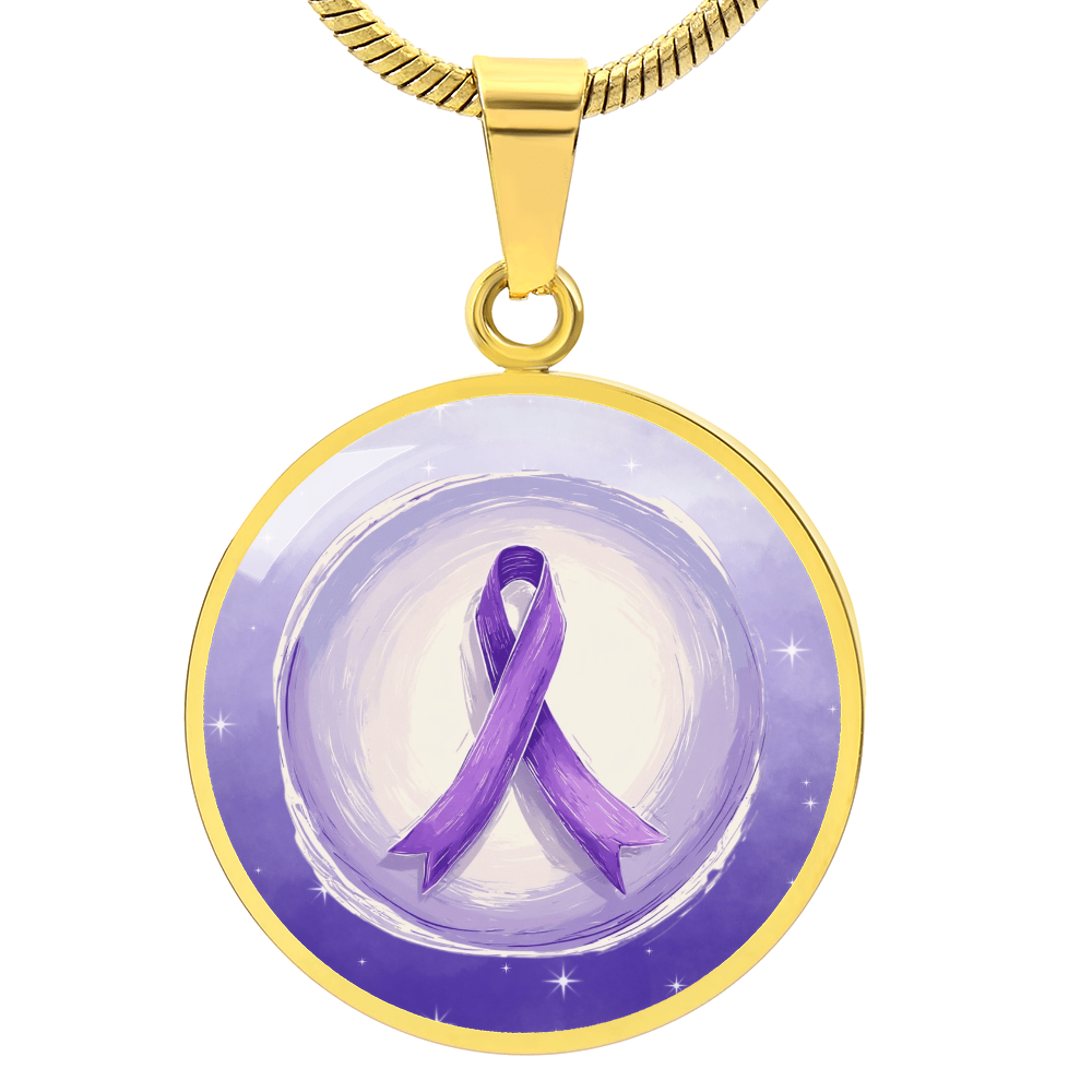 Watercolor Purple Ribbon Pendant Necklace