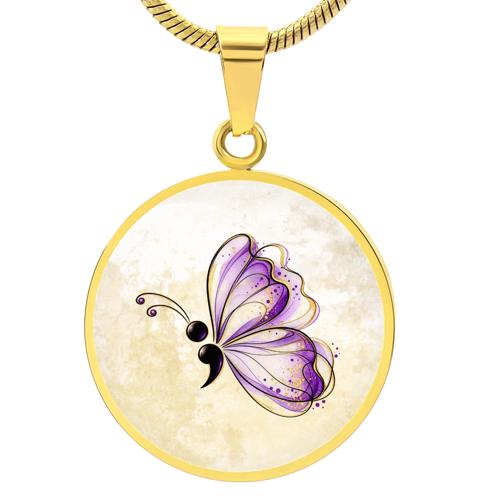 Semicolon Butterfly Necklace – Suicide Prevention Awareness & Hope Pendant