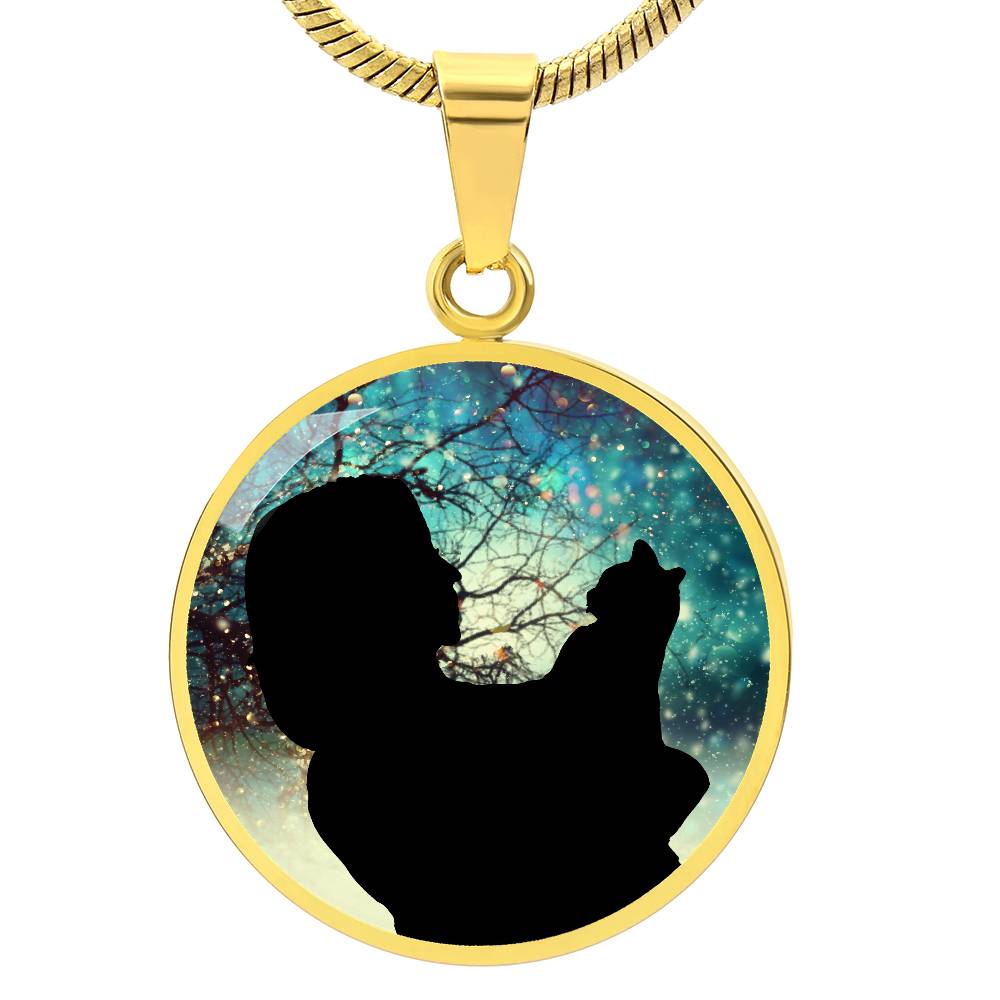 Photo depicting the ​Christmas Silhouette Cat Lady Necklace from EpiAl's Shop.