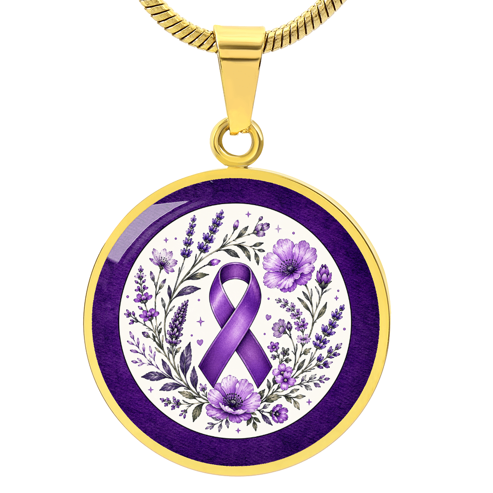 Purple Epilepsy Awareness Floral Ribbon Necklace