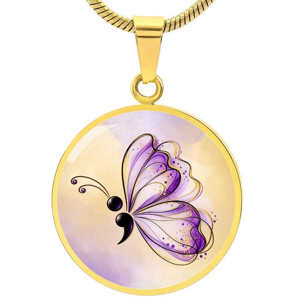 Your Story Isn't Over Semicolon Butterfly Necklace | Suicide Prevention Awareness Jewelry