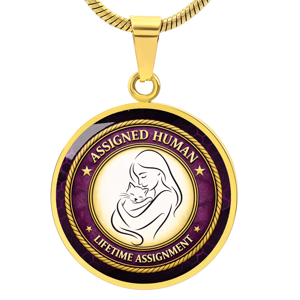 Assigned Human – Lifetime Assignment Necklace | Cat Lover Parody Pendant