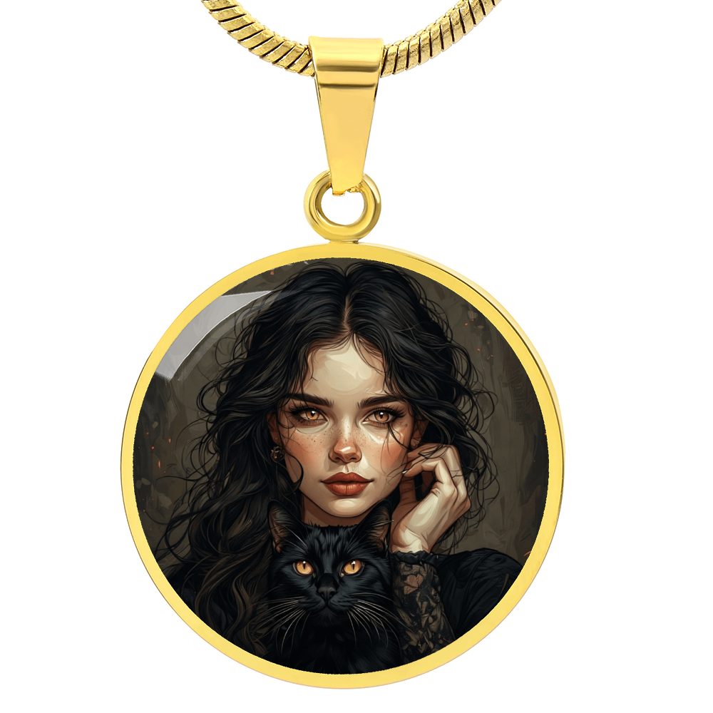 Amber Eyed Cat Lady & Cat Necklace