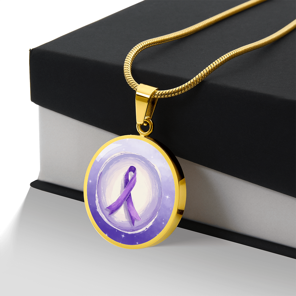 Watercolor Purple Ribbon Pendant Necklace