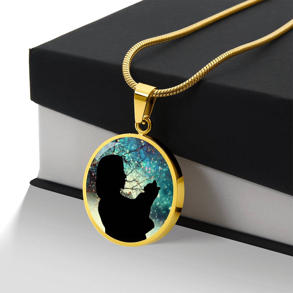 Photo depicting the ​Christmas Silhouette Cat Lady Necklace from EpiAl's Shop.