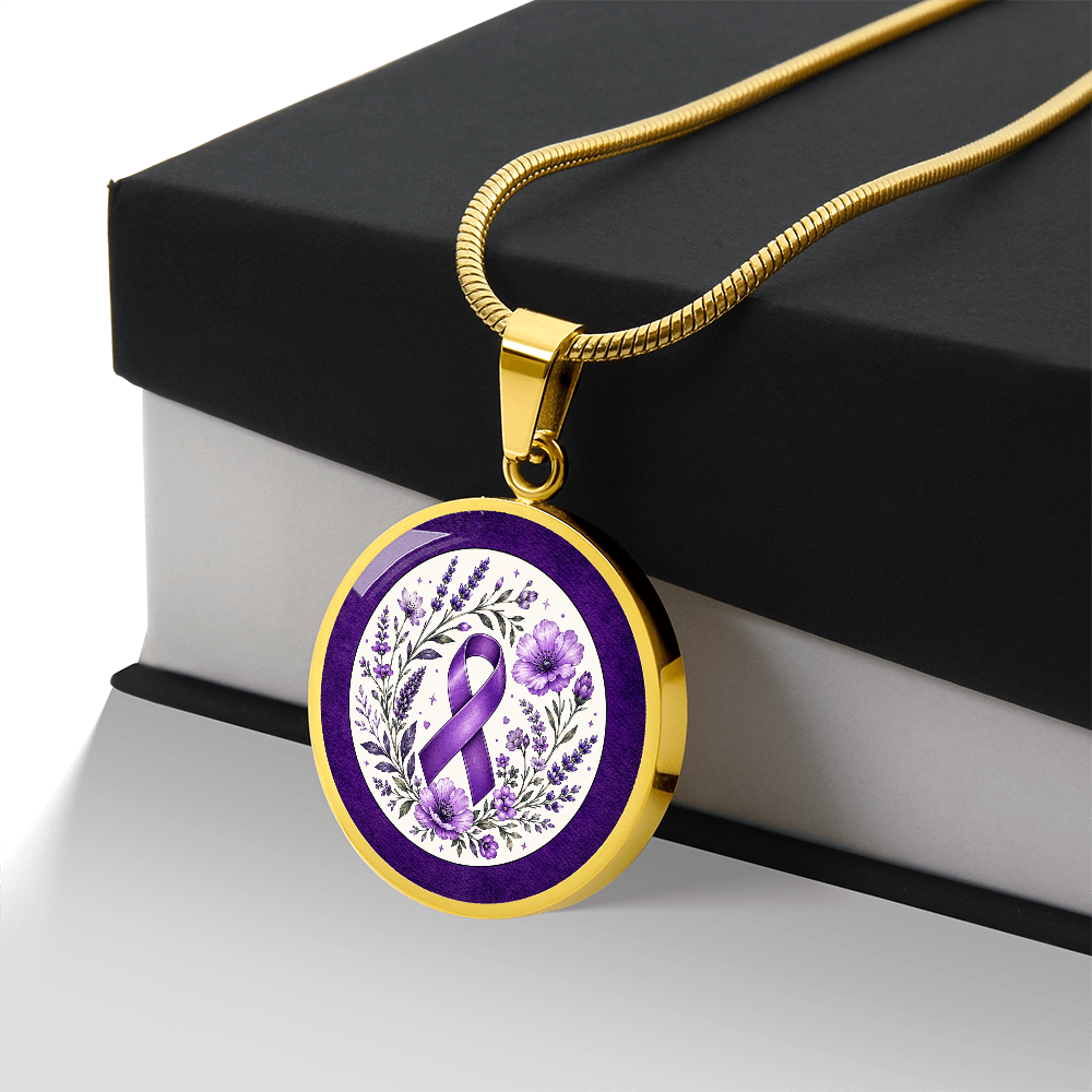 Purple Epilepsy Awareness Floral Ribbon Necklace