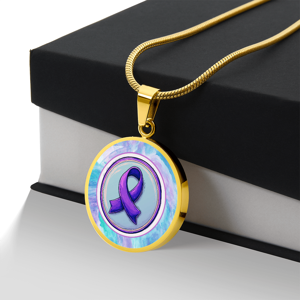 Purple Ribbon on Watercolor Necklace