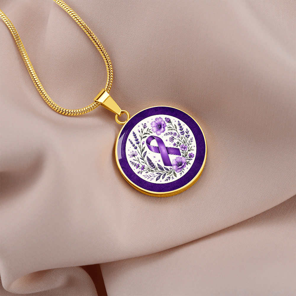 Purple Epilepsy Awareness Floral Ribbon Necklace