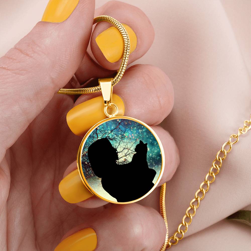Photo depicting the ​Christmas Silhouette Cat Lady Necklace from EpiAl's Shop.