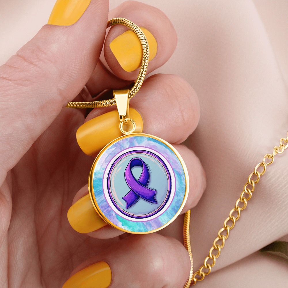 Purple Ribbon on Watercolor Necklace