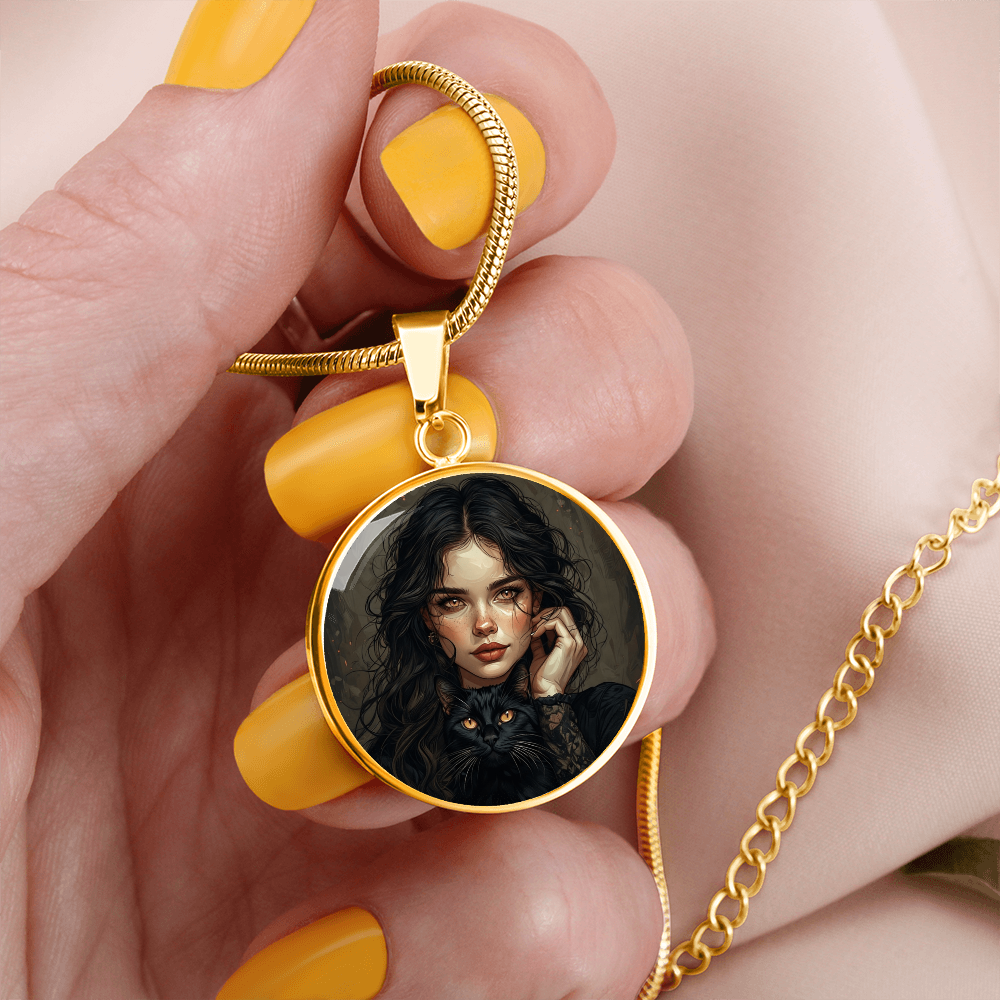 Amber Eyed Cat Lady & Cat Necklace