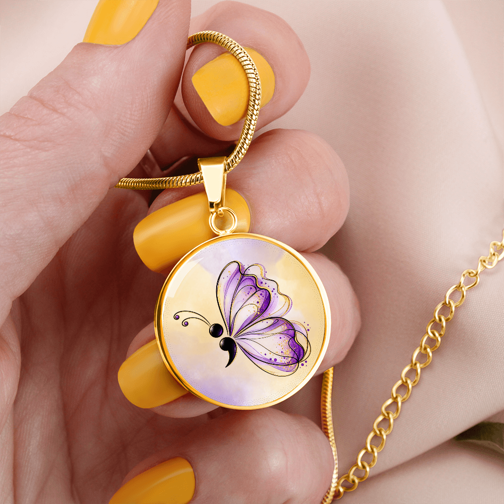 Your Story Isn't Over Semicolon Butterfly Necklace | Suicide Prevention Awareness Jewelry