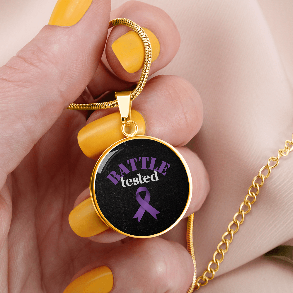 Battle Tested Epilepsy Awareness Circle Pendant Necklace