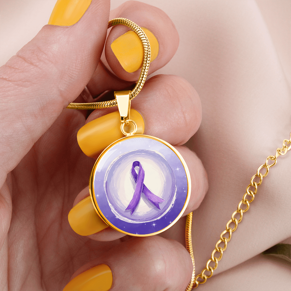 Watercolor Purple Ribbon Pendant Necklace