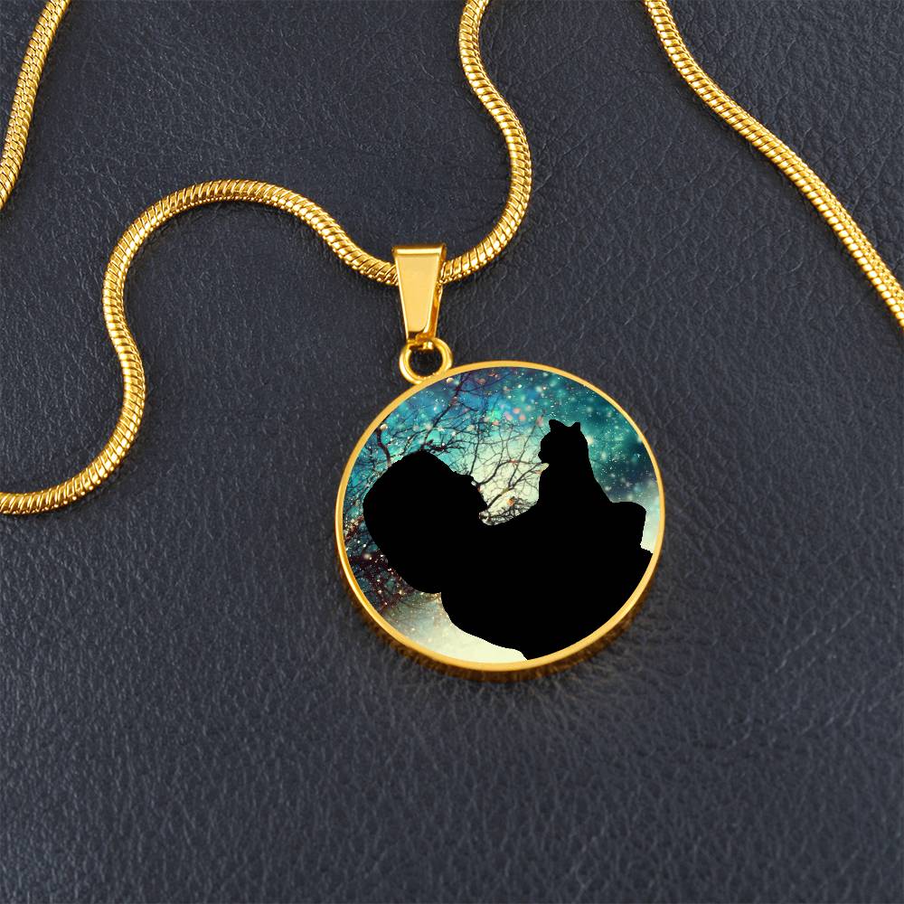 Christmas Silhouette Cat Lady Necklace