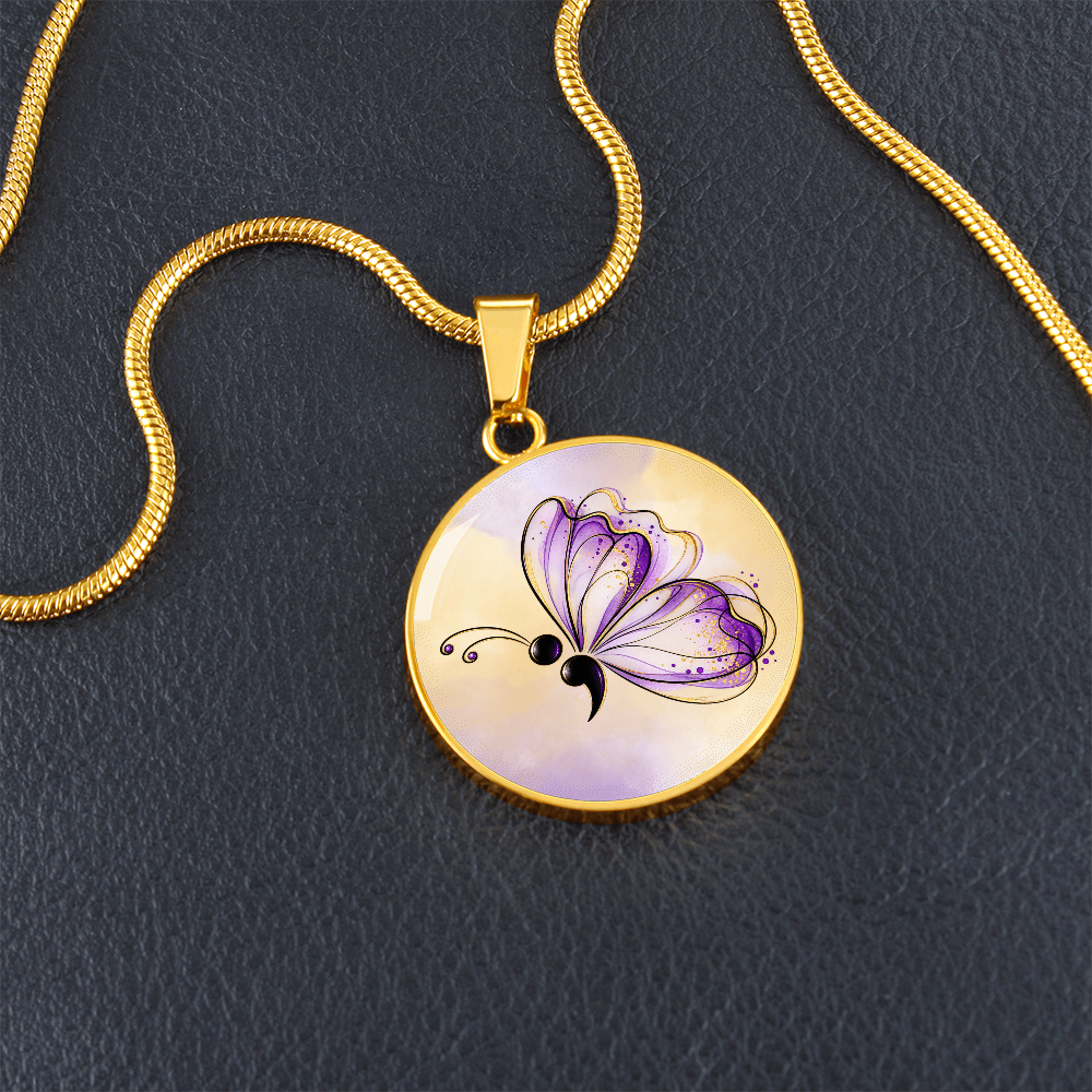 Your Story Isn't Over Semicolon Butterfly Necklace | Suicide Prevention Awareness Jewelry