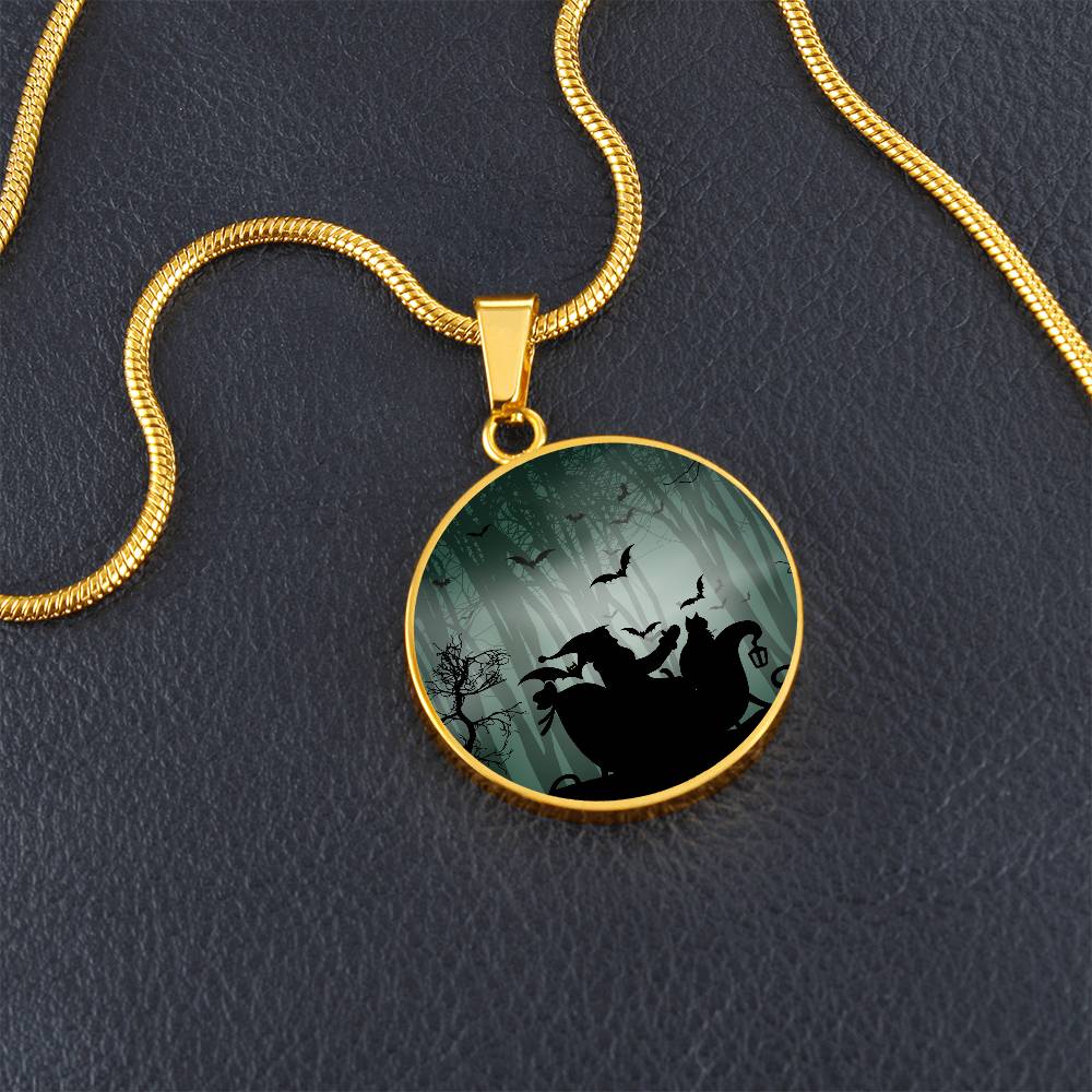 Santa & Cat at Halloween Necklace